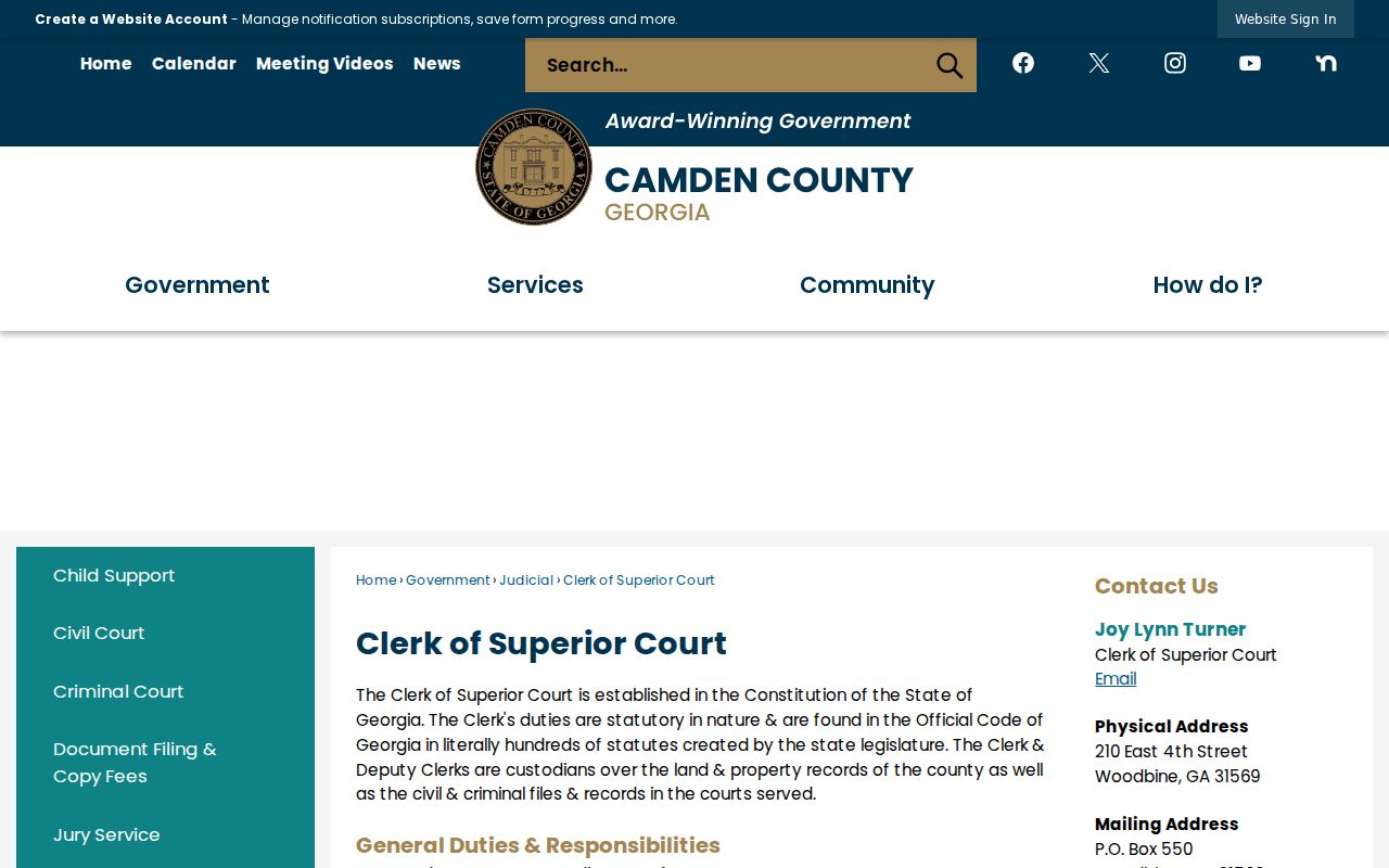 Camden County Clerk of Superior Court official records page
