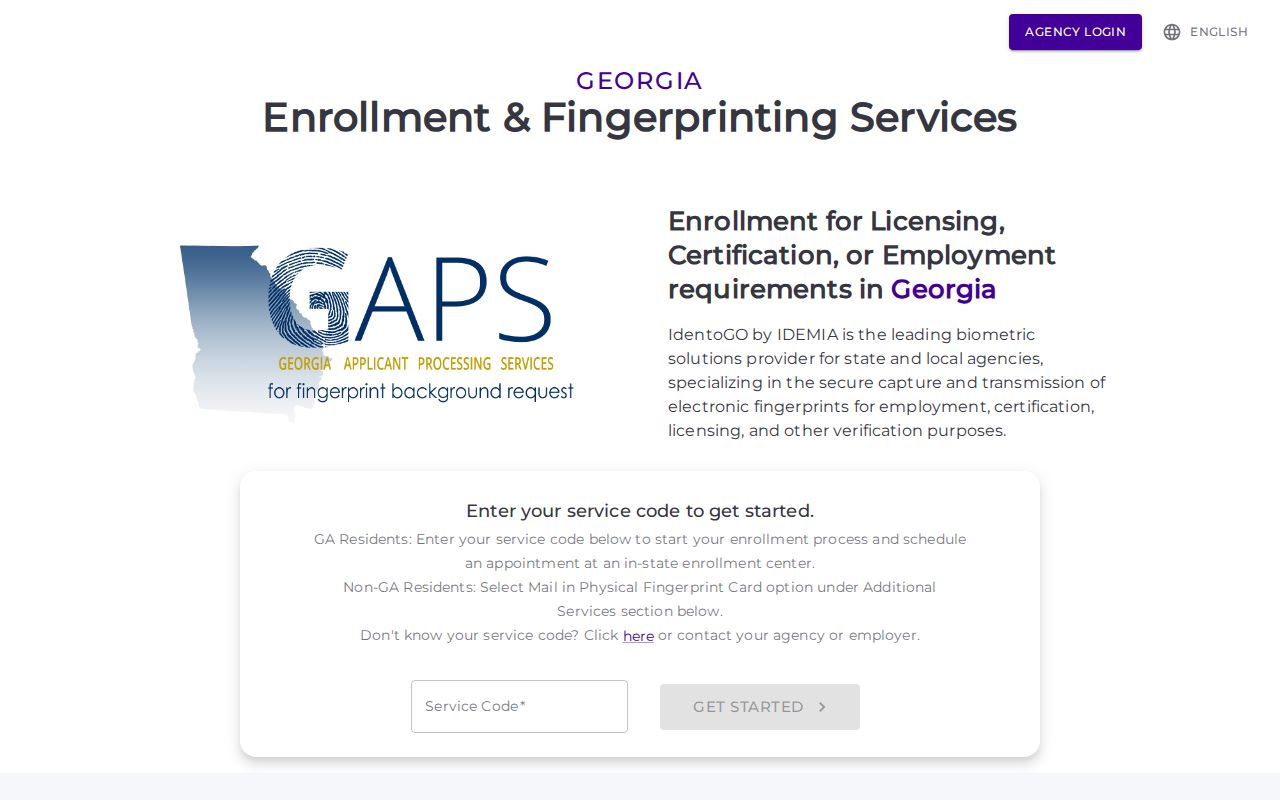 Georgia fingerprint channel for Camden County record checks