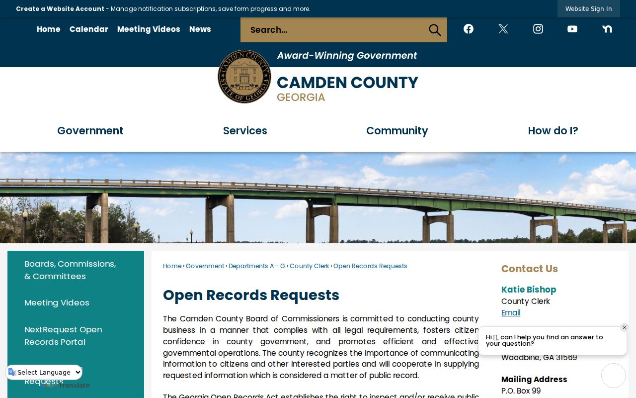 Camden County open records routing for criminal history