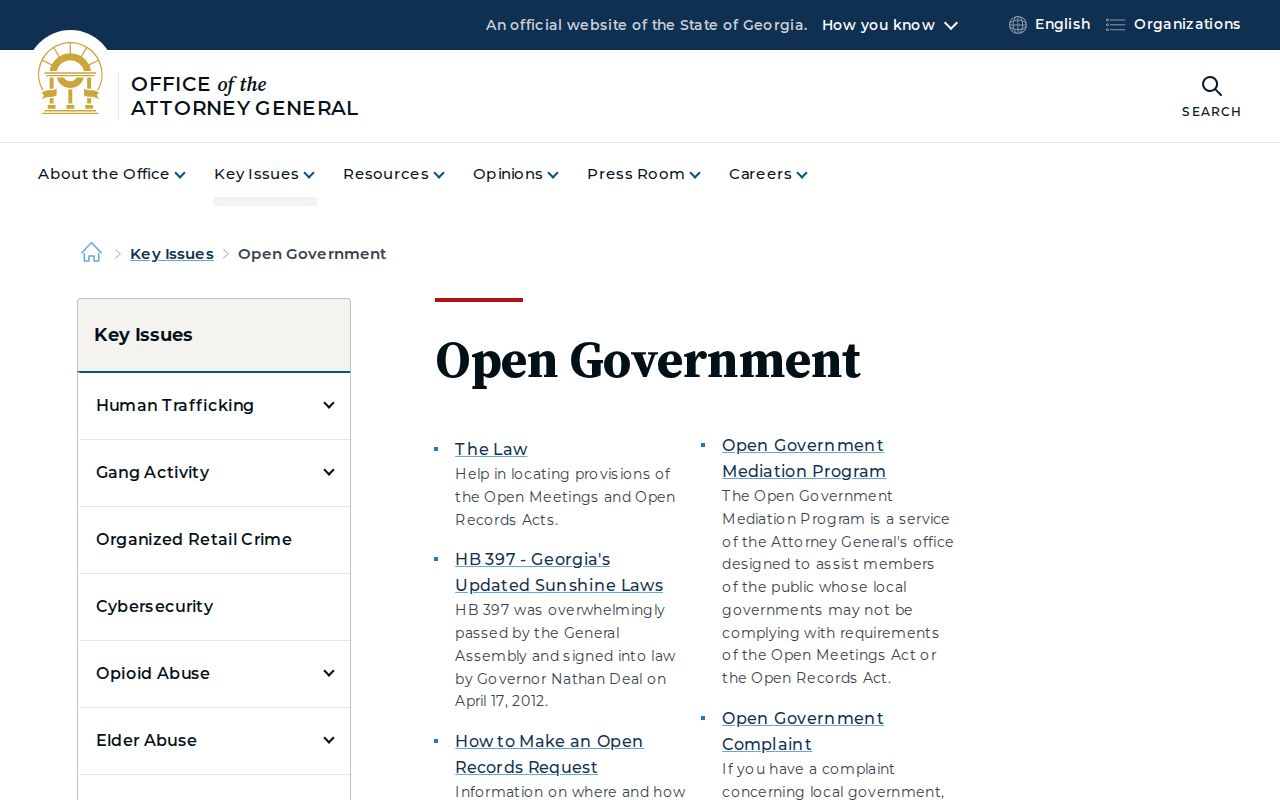 Georgia open government guidance for Camden County records