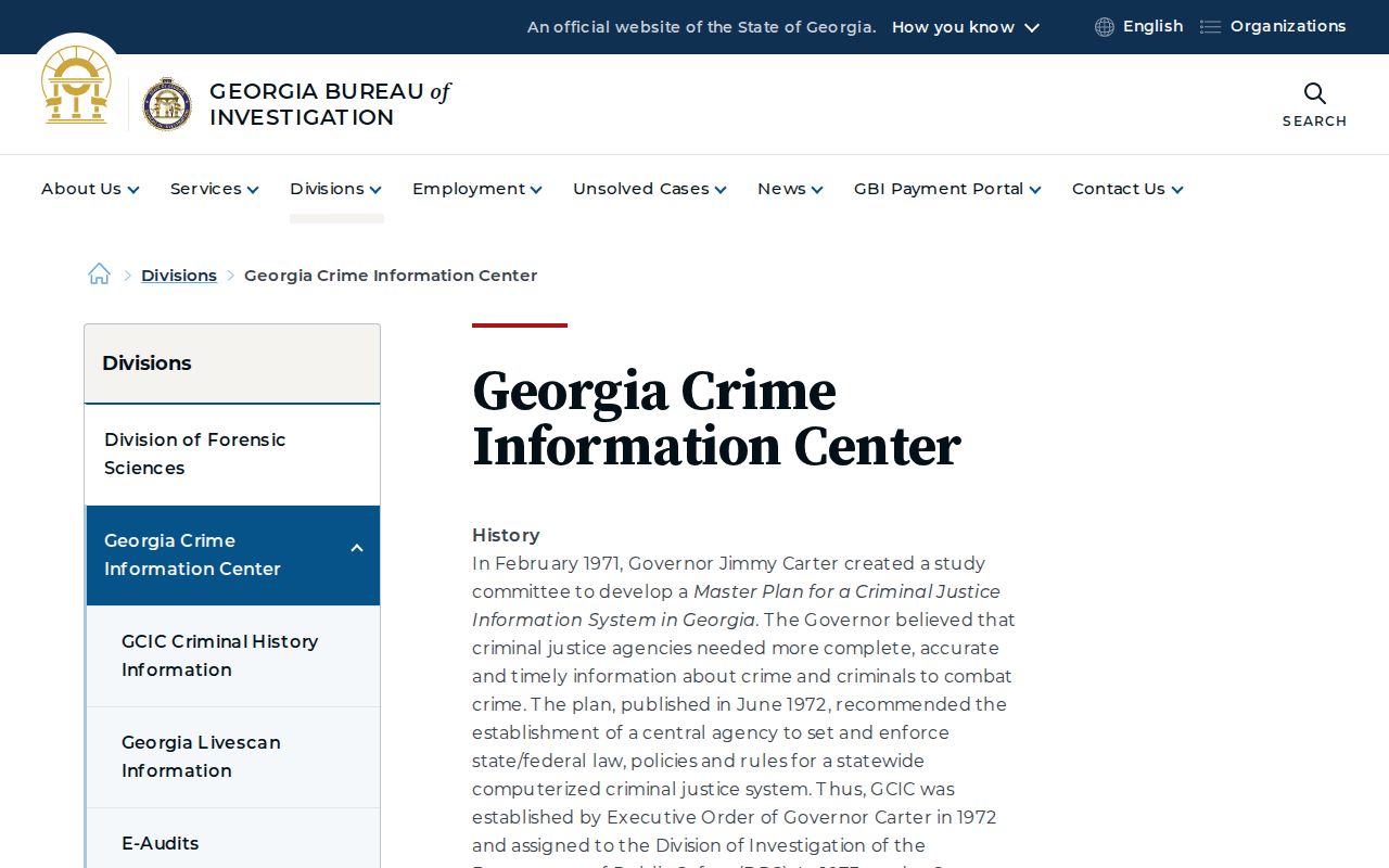GCIC repository for Camden County criminal history records