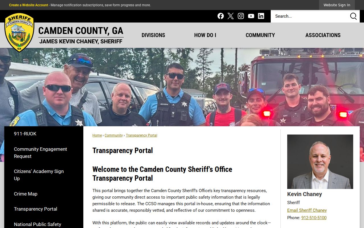 Camden County sheriff Transparency Portal criminal history access