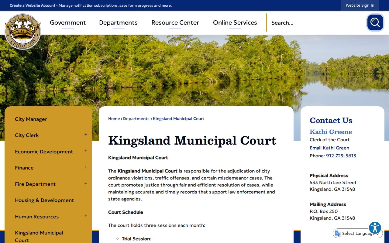 Kingsland criminal records Municipal Court schedule