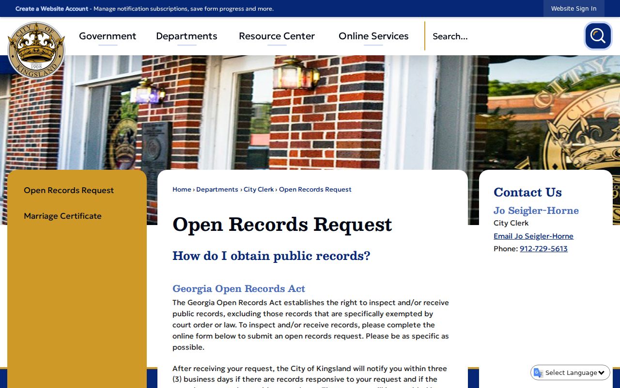 Kingsland criminal records open request form